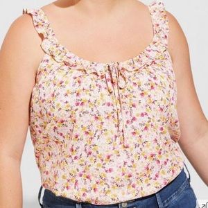 TORRID | Washable Crinkle Gauze Ruffle Tie Front Tank | Size 3 (NWOT)